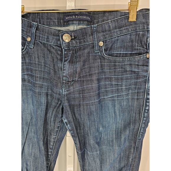 Rock & Republic Women's Blue Belt Loop Straight Leg Button Closer Jeans Size 31 - Picture 2 of 4